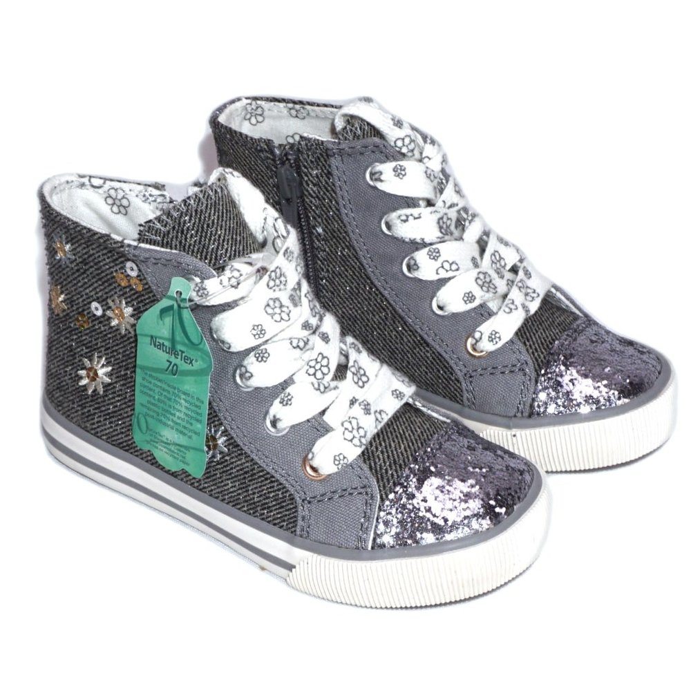 Jumping Beans Grey Girl Toddler Lace + Zip Up High Top Sneakers Brand New NIB